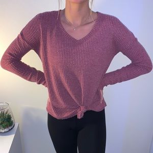 Dark Pink ribbed material blouse